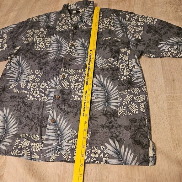 Tommy Bahama L Hawaian Shirt Blue Gray Floral Flower Button Down  Silk Mens - Picture 4 of 5
